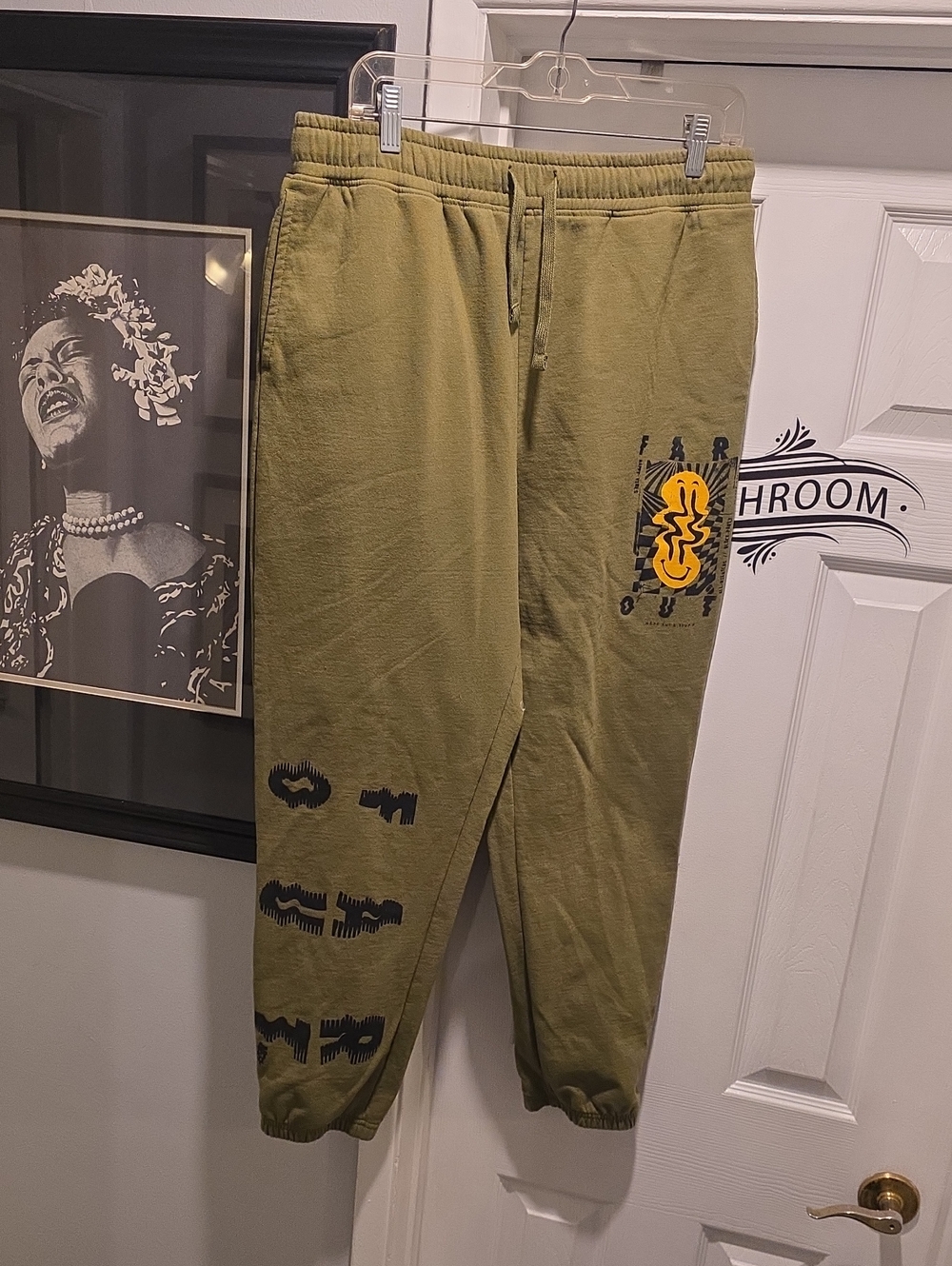 Neff Olive Green Graphic Joggers with Yellow Accent